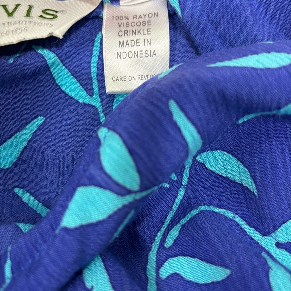 ‼️5/$25‼️ Vintage Orvis Dress Indigo Blue Botanical Print Back Tie - Picture 5 of 5